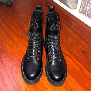 Nasty gal buckle black combat boots size:8